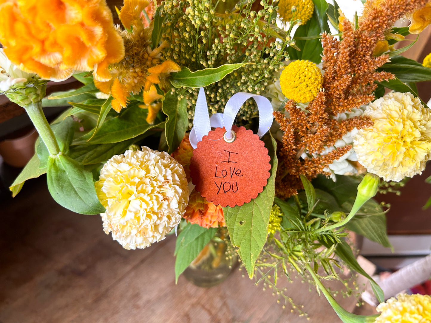Personalized Leather Bouquet Charms with Handwriting Engraved