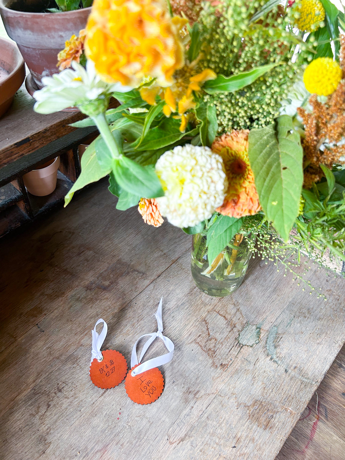 Personalized Leather Bouquet Charms with Handwriting Engraved