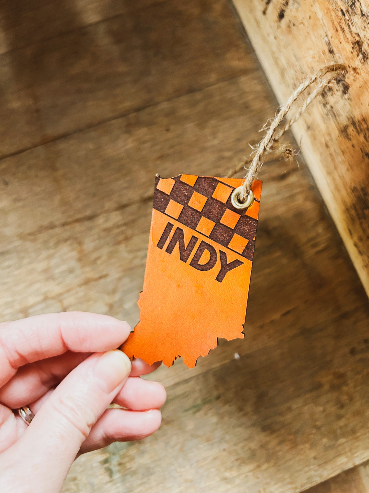 Indiana Racing Leather Ornament