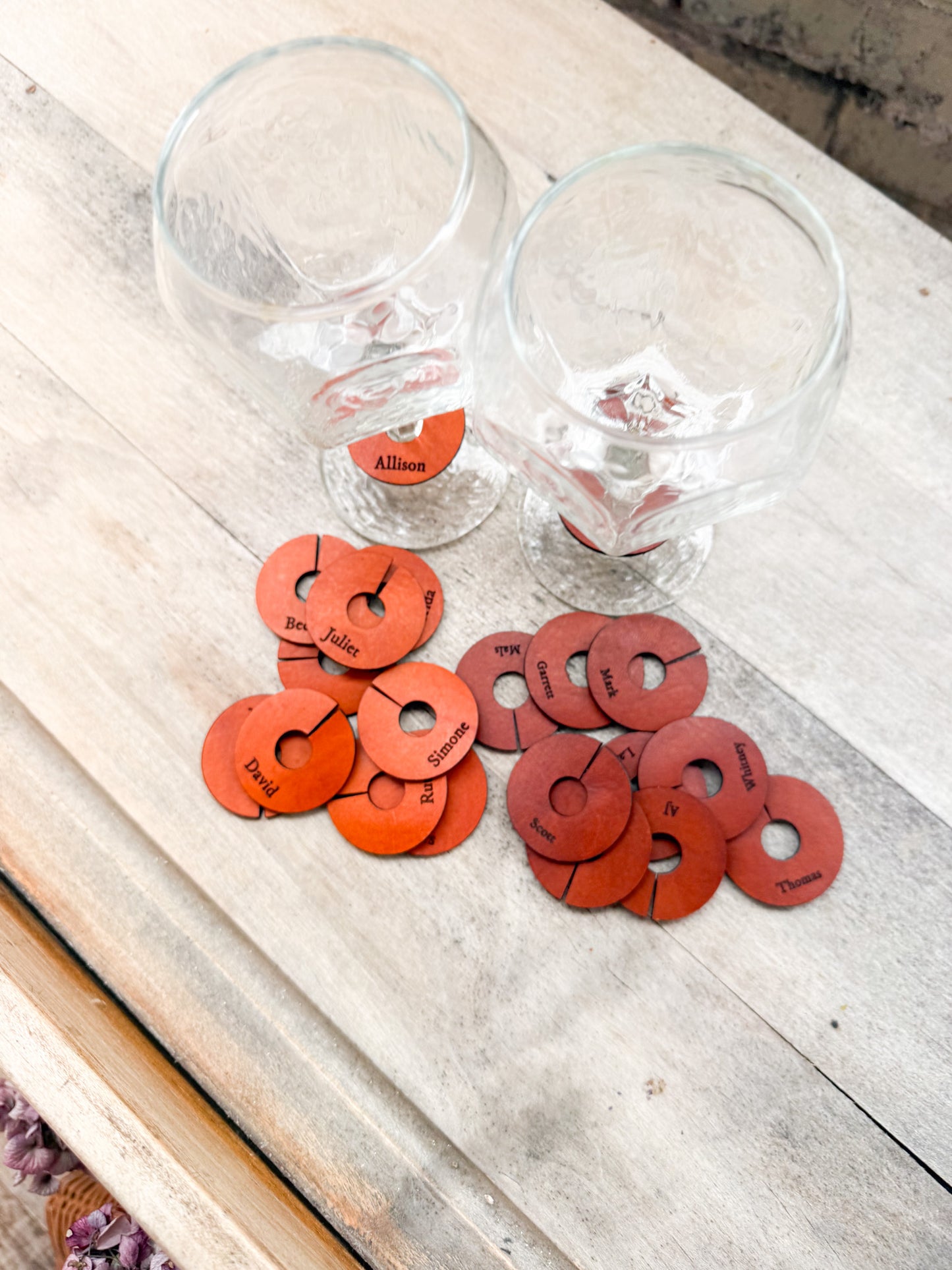 Custom Leather Wedding Wine Charms