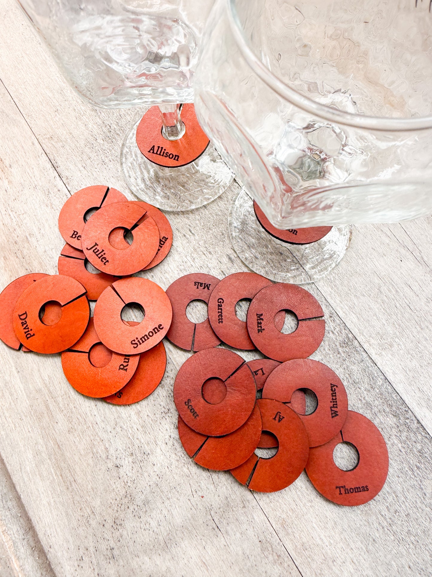 Custom Leather Wedding Wine Charms