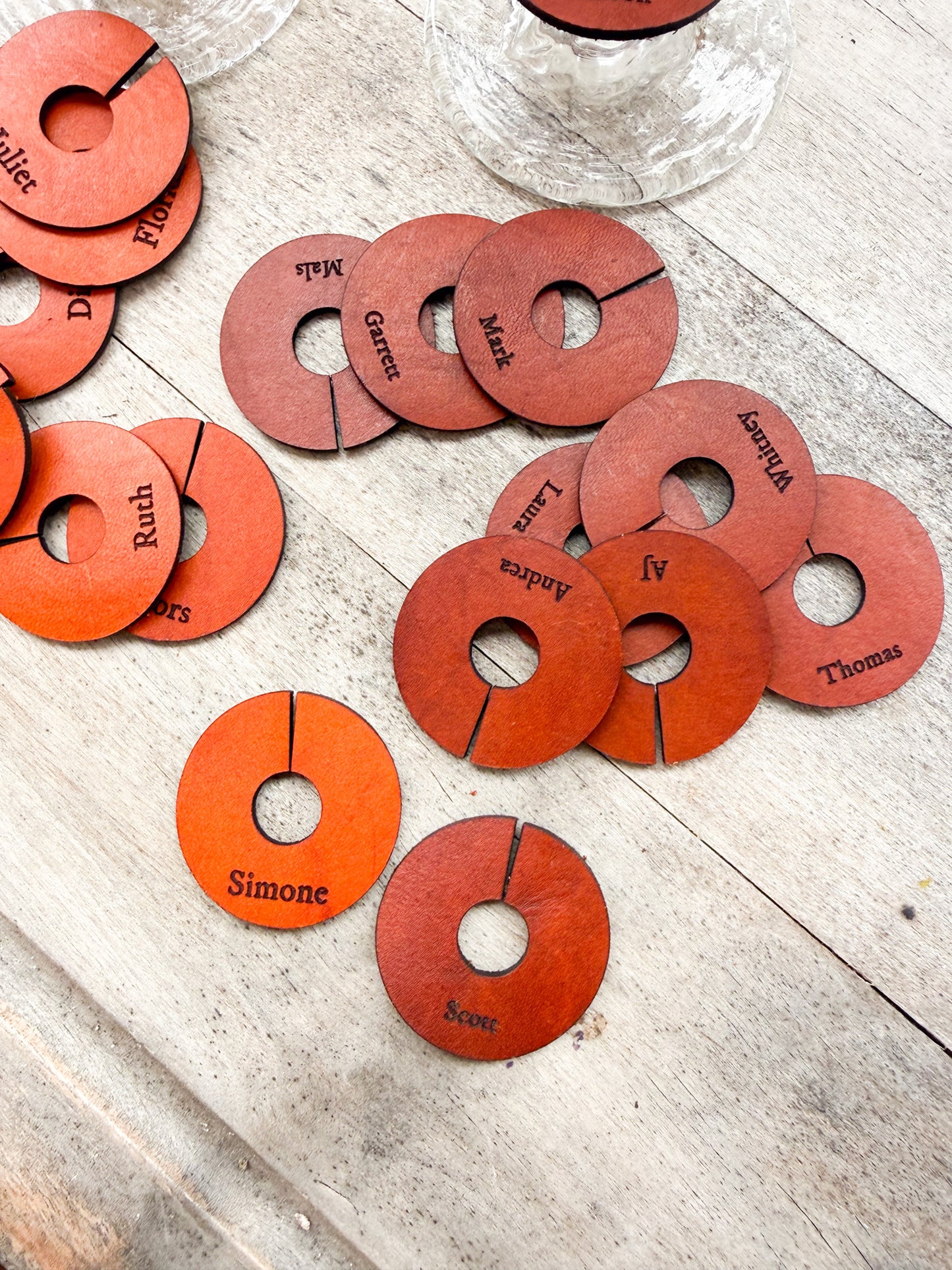 Custom Leather Wedding Wine Charms