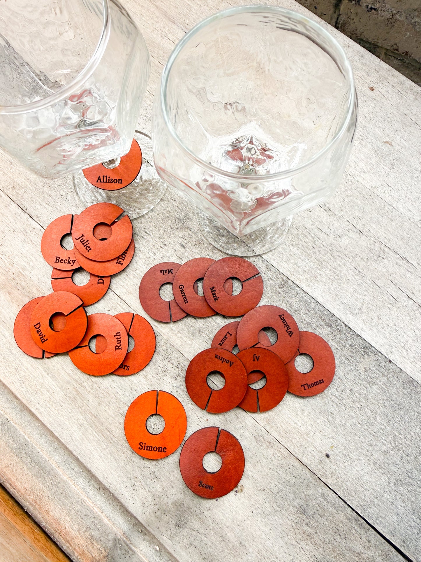Custom Leather Wedding Wine Charms