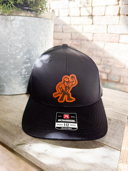 Purdue Pete Leather Patch Hat on Richardson 112