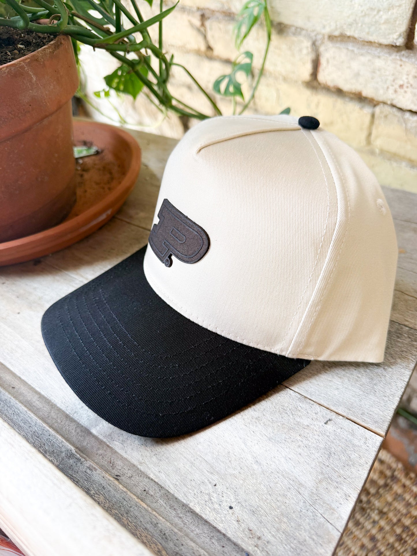 Purdue P - 5 Panel Hat with Black Brim