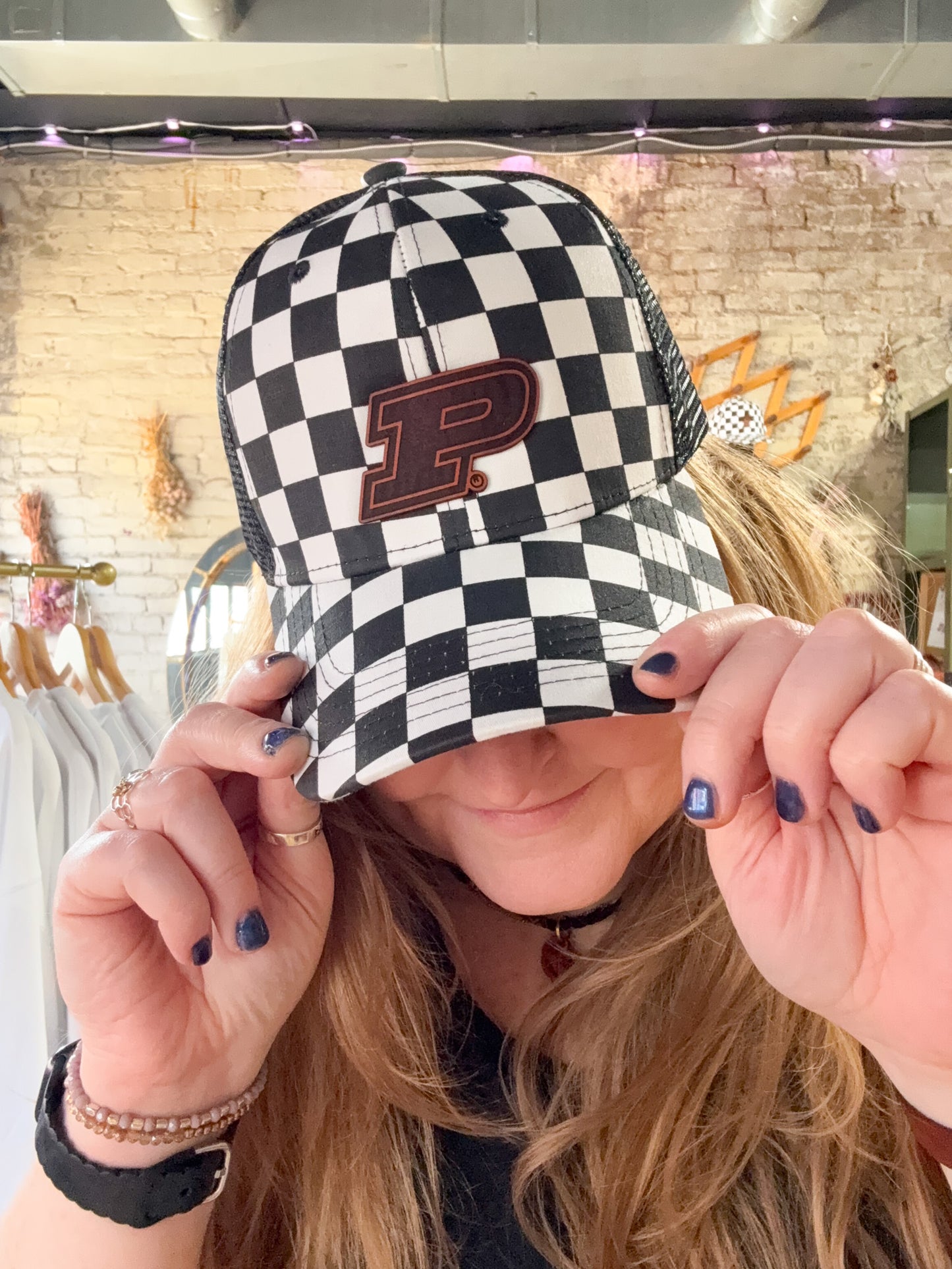 Purdue P Checkered Hat