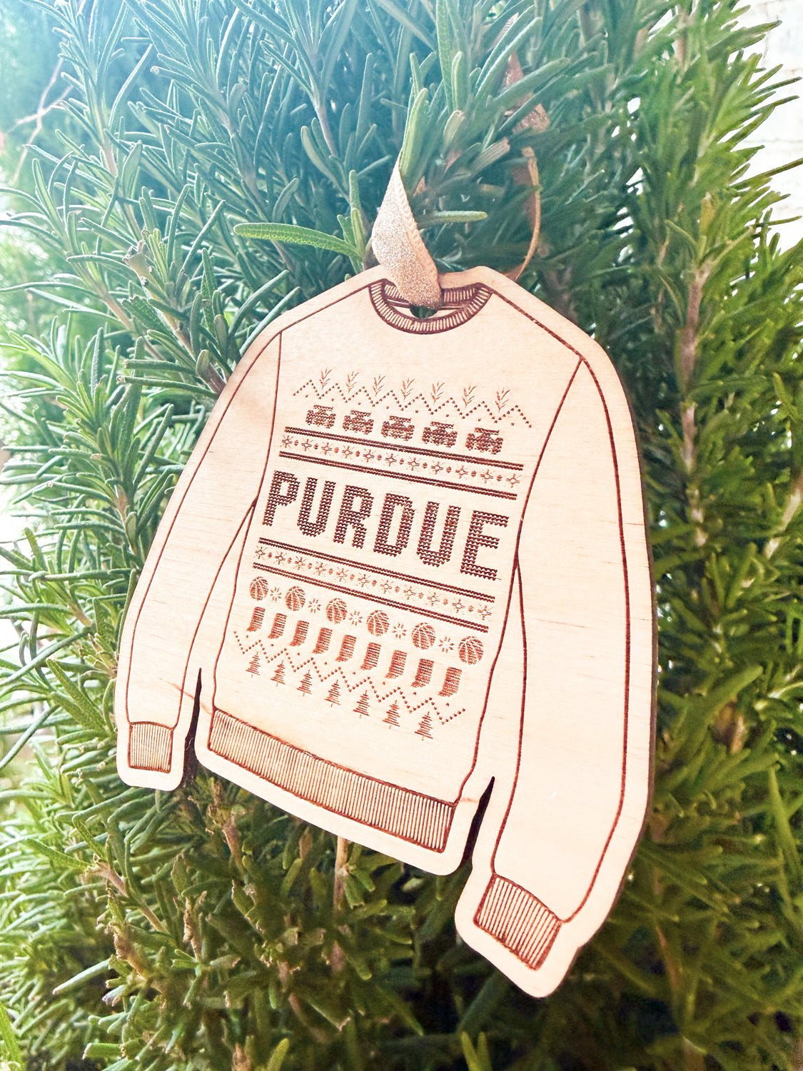 Purdue Christmas Sweater Ornament