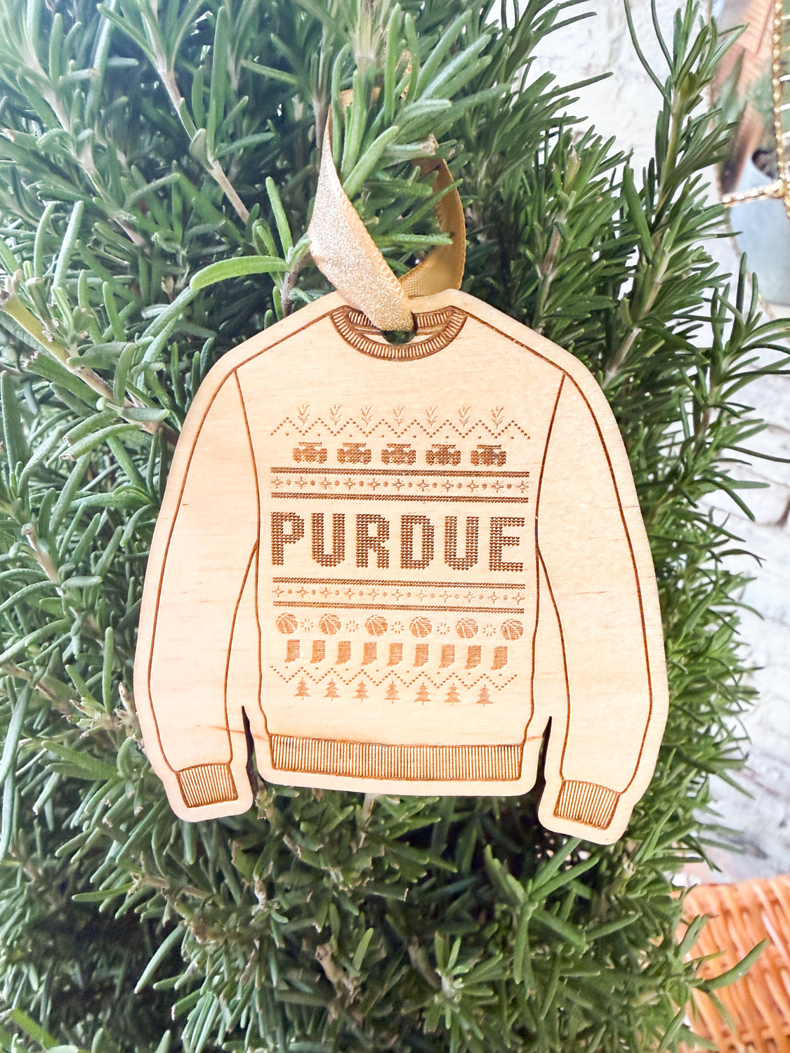 Purdue Christmas Sweater Ornament