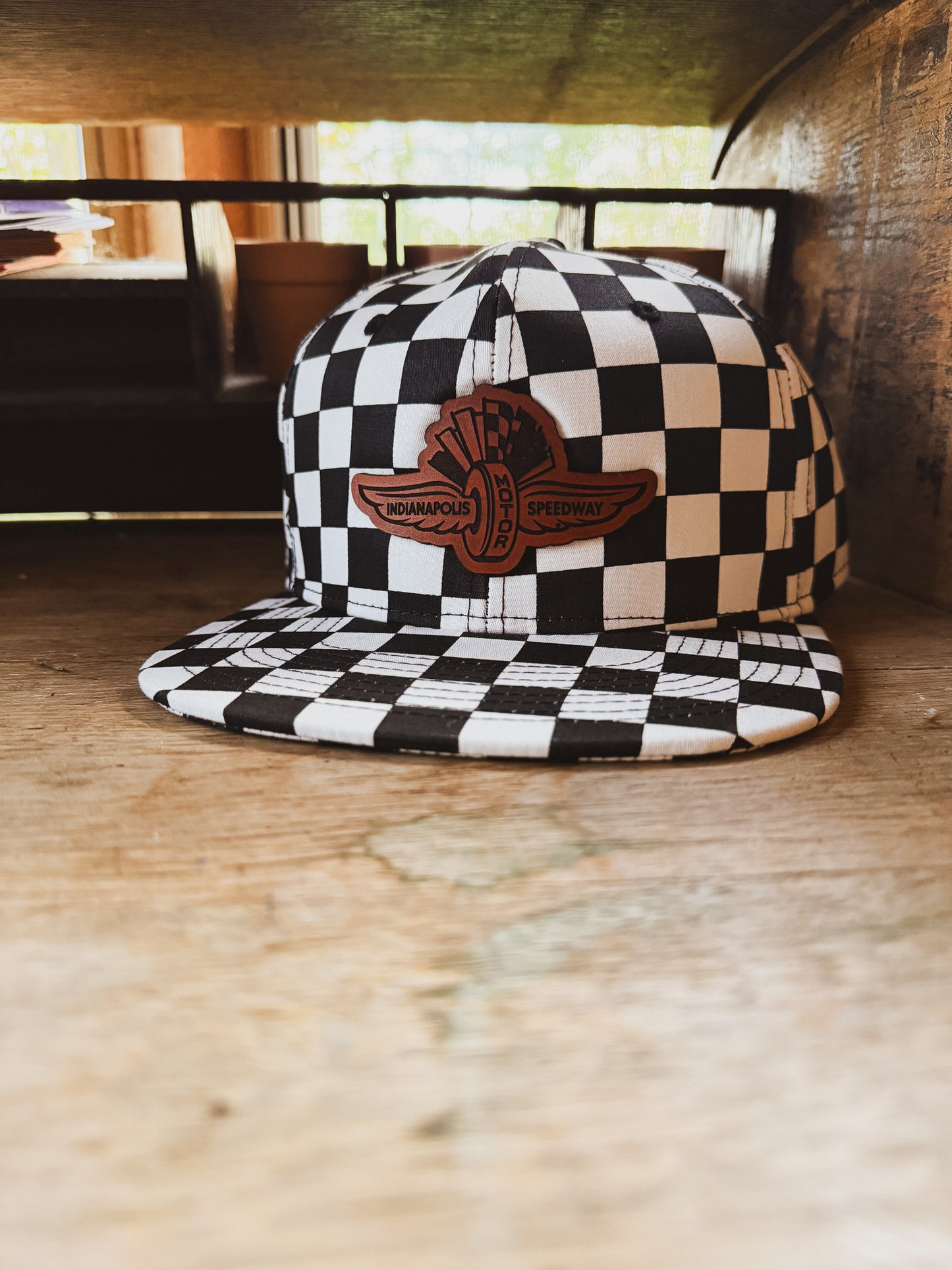 IMS Wings Leather Patch Hat - Checkered Flat Bill