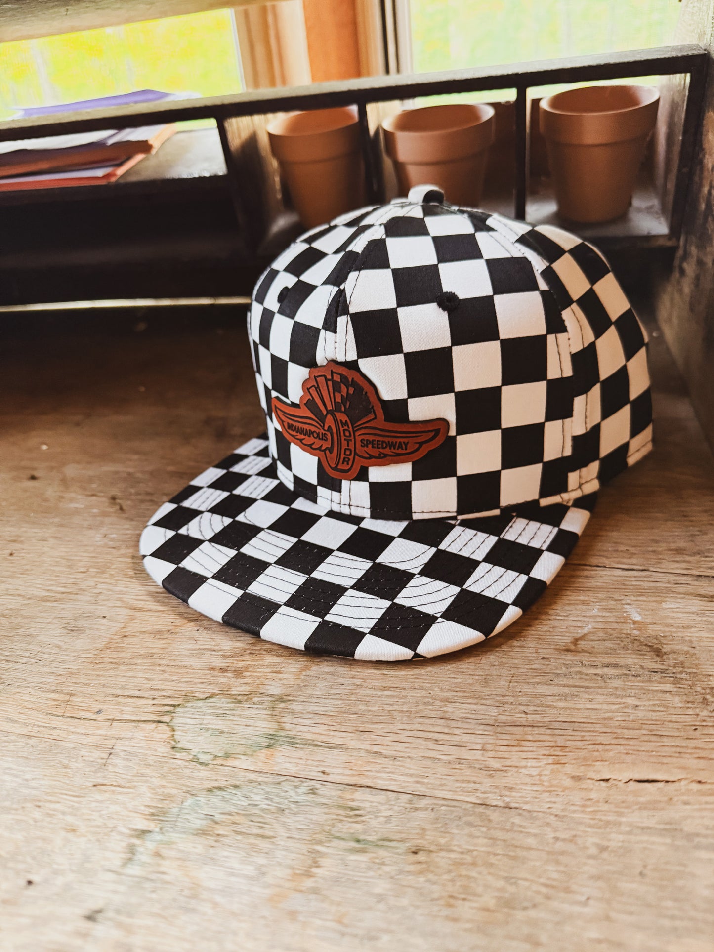 IMS Wings Leather Patch Hat - Checkered Flat Bill