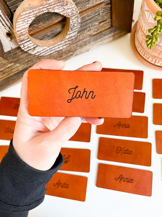 Personalized Leather Place Cards