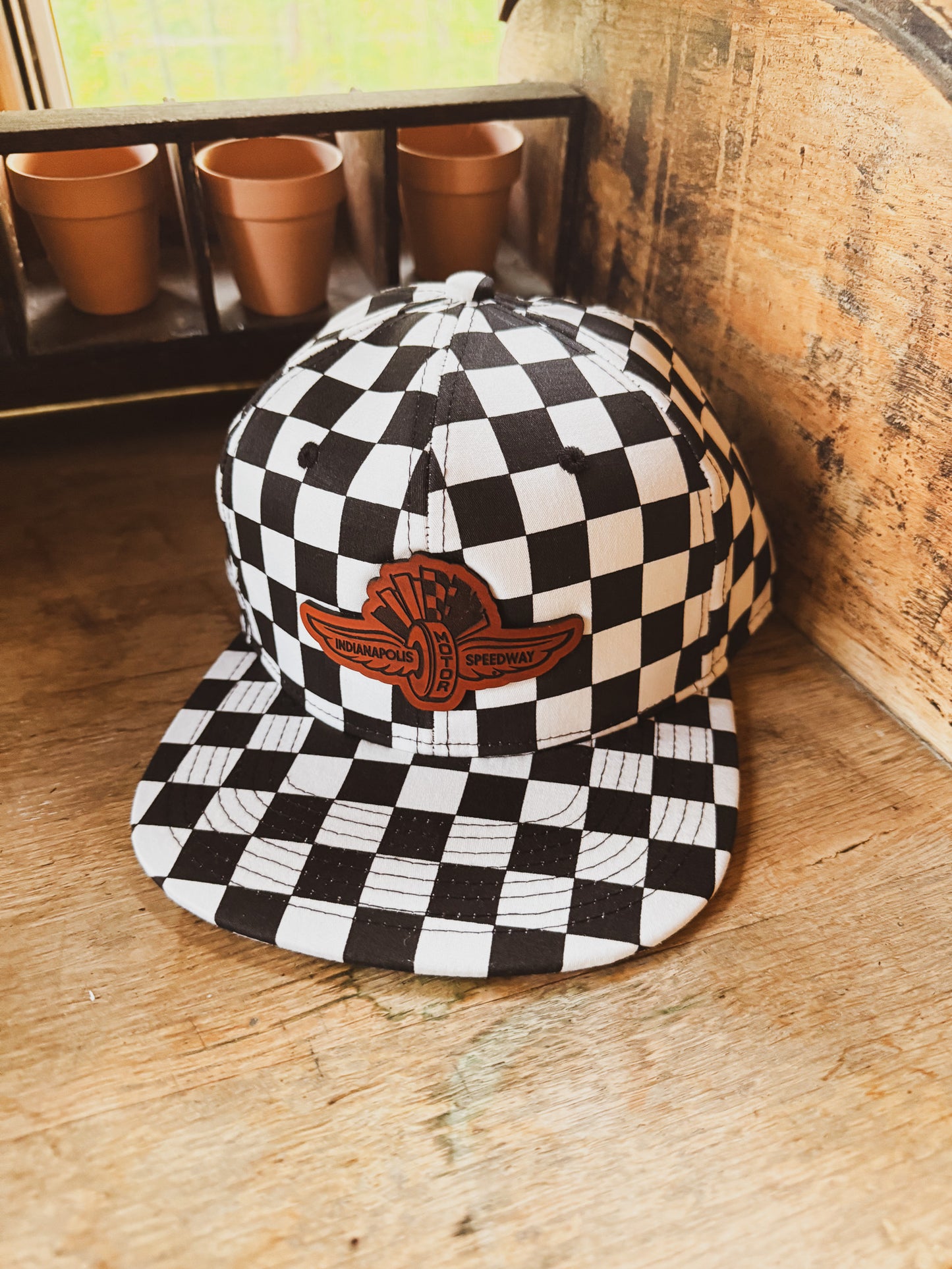 IMS Wings Leather Patch Hat - Checkered Flat Bill