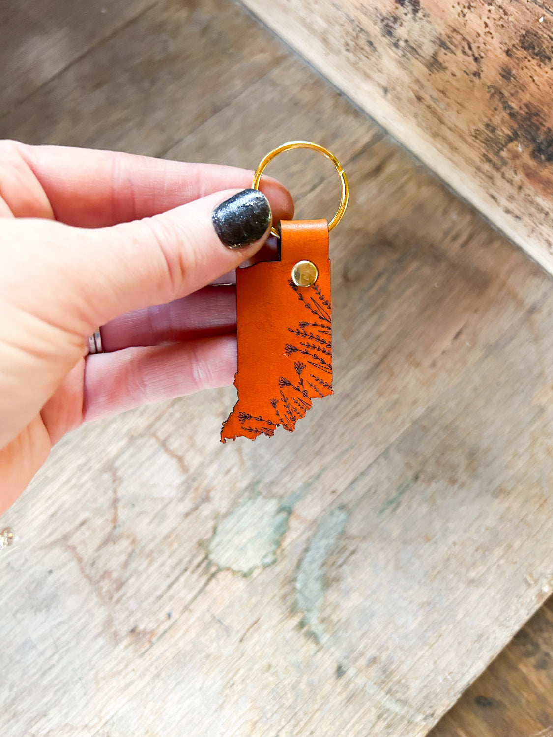 Indiana State Keychain Indiana Wildflowers Keychain – Left Grain