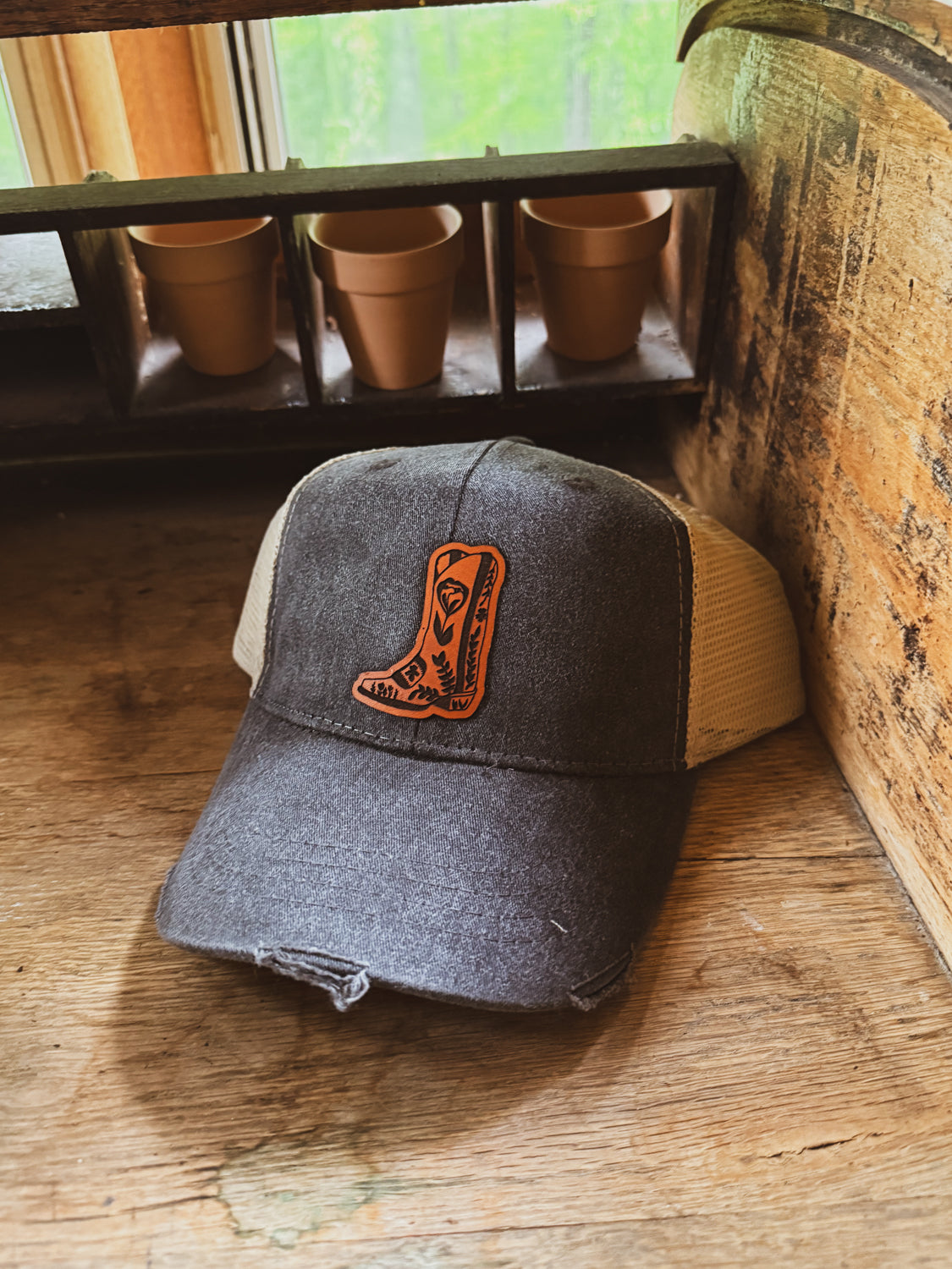 Floral Boot Patch Hat