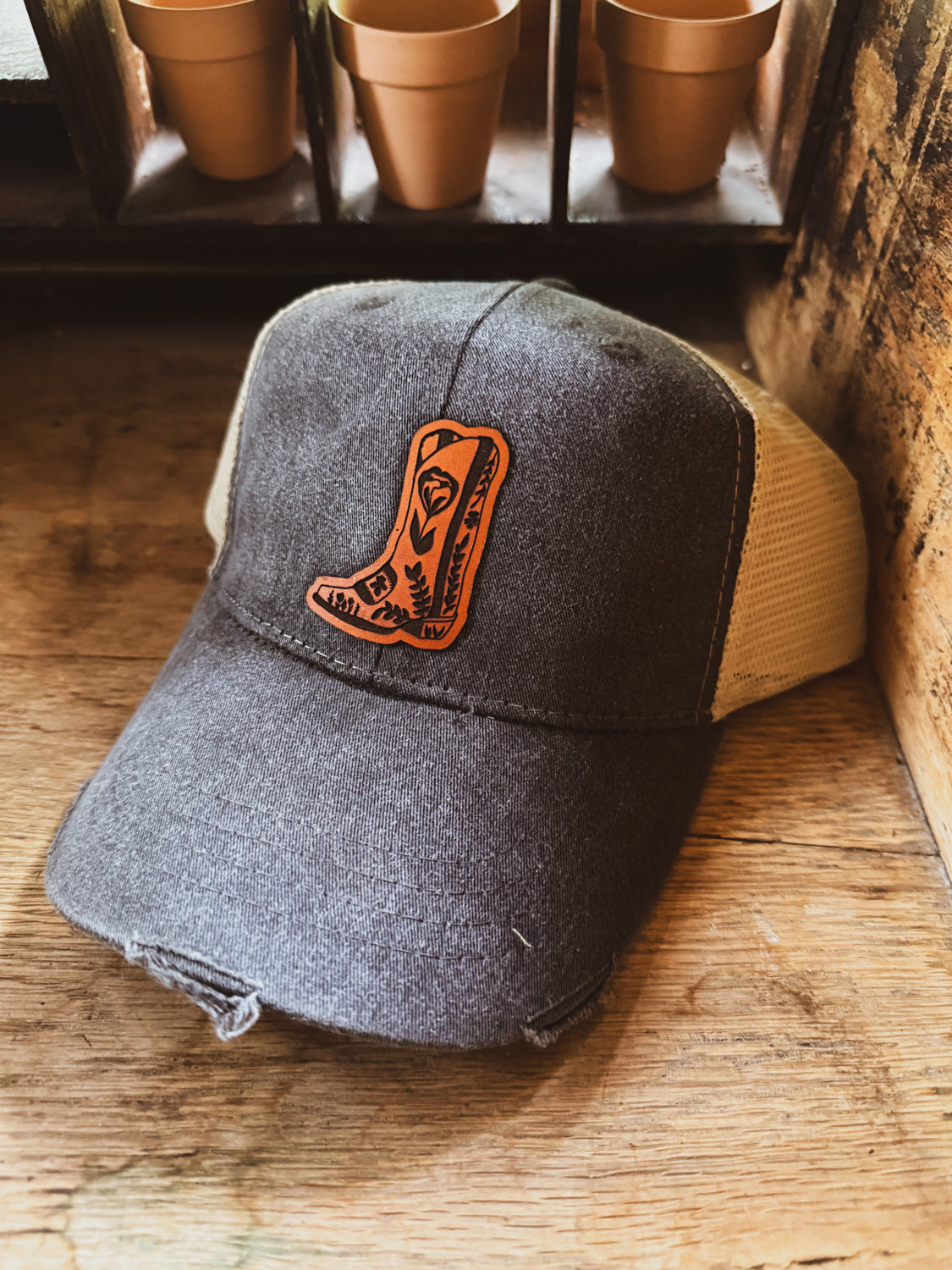 Floral Boot Patch Hat