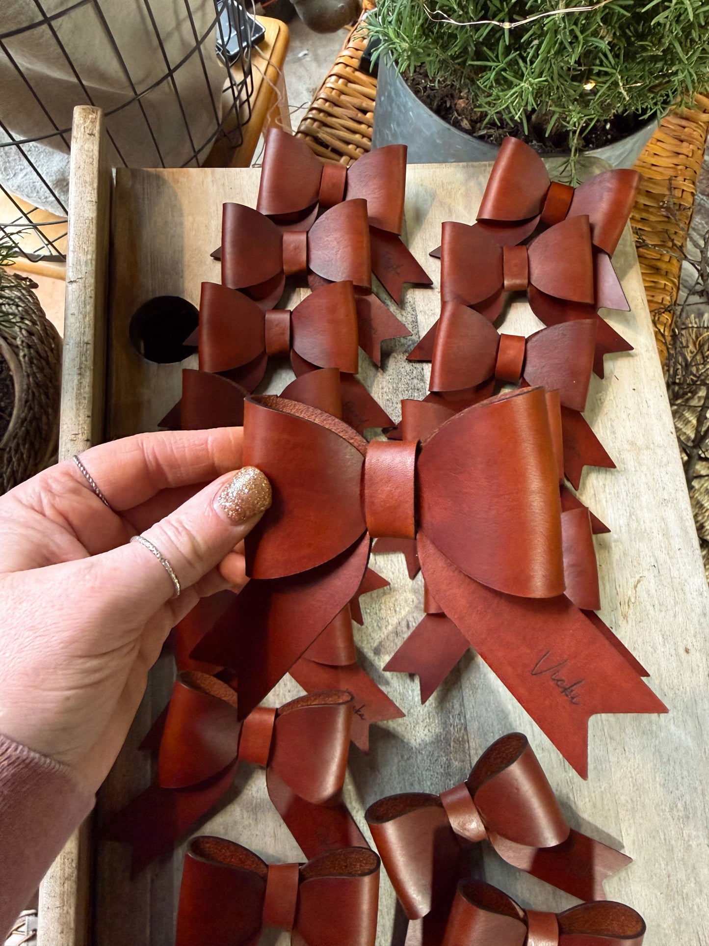 Large Leather Bows