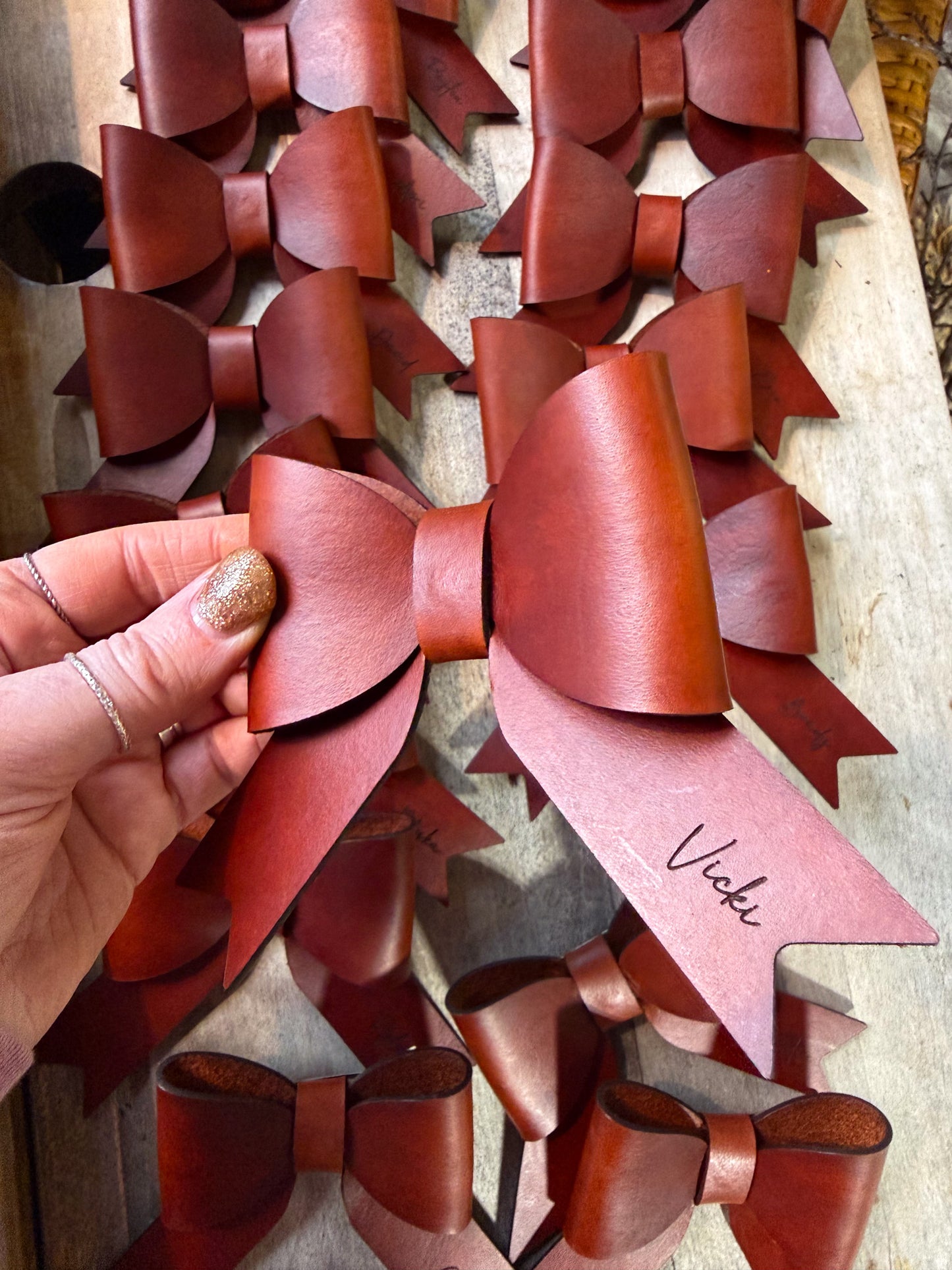 Large Leather Bows