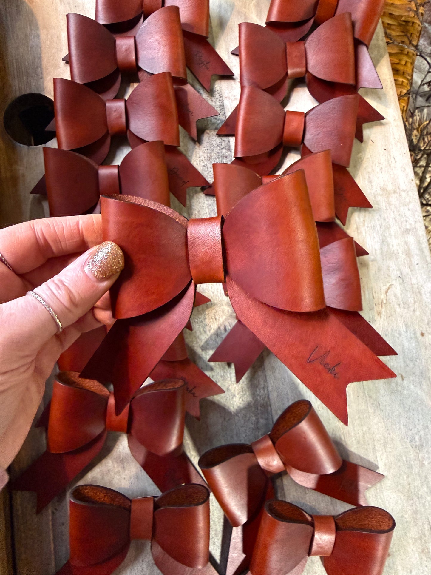 Large Leather Bows