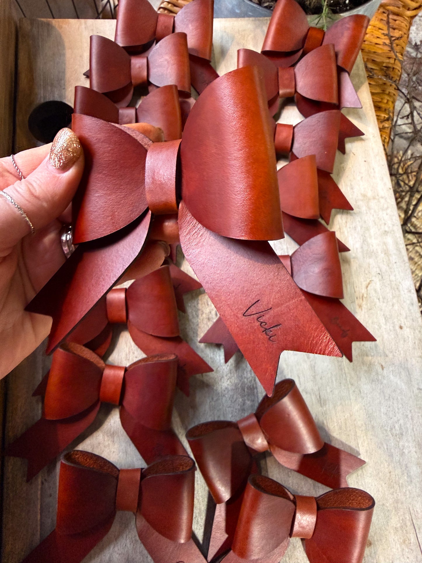 Large Leather Bows