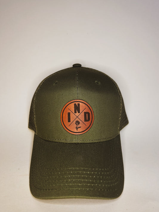 Circle IND Peony Patch on Olive Baseball Hat