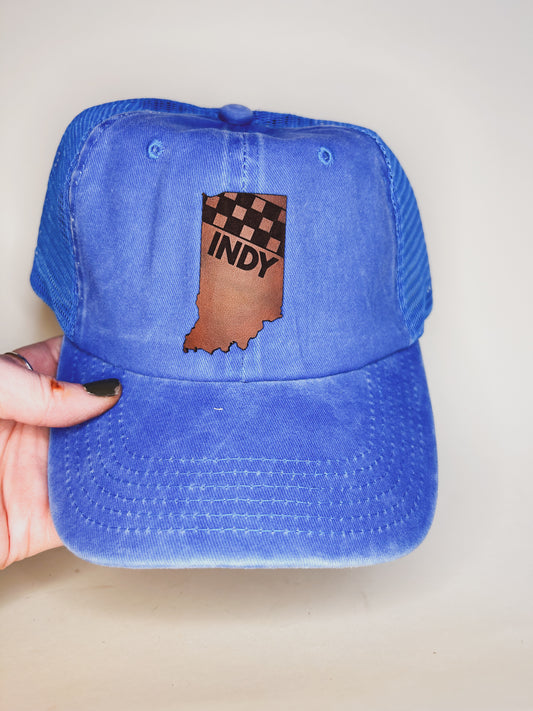 Indy Racing Patch on Blue Baseball Hat