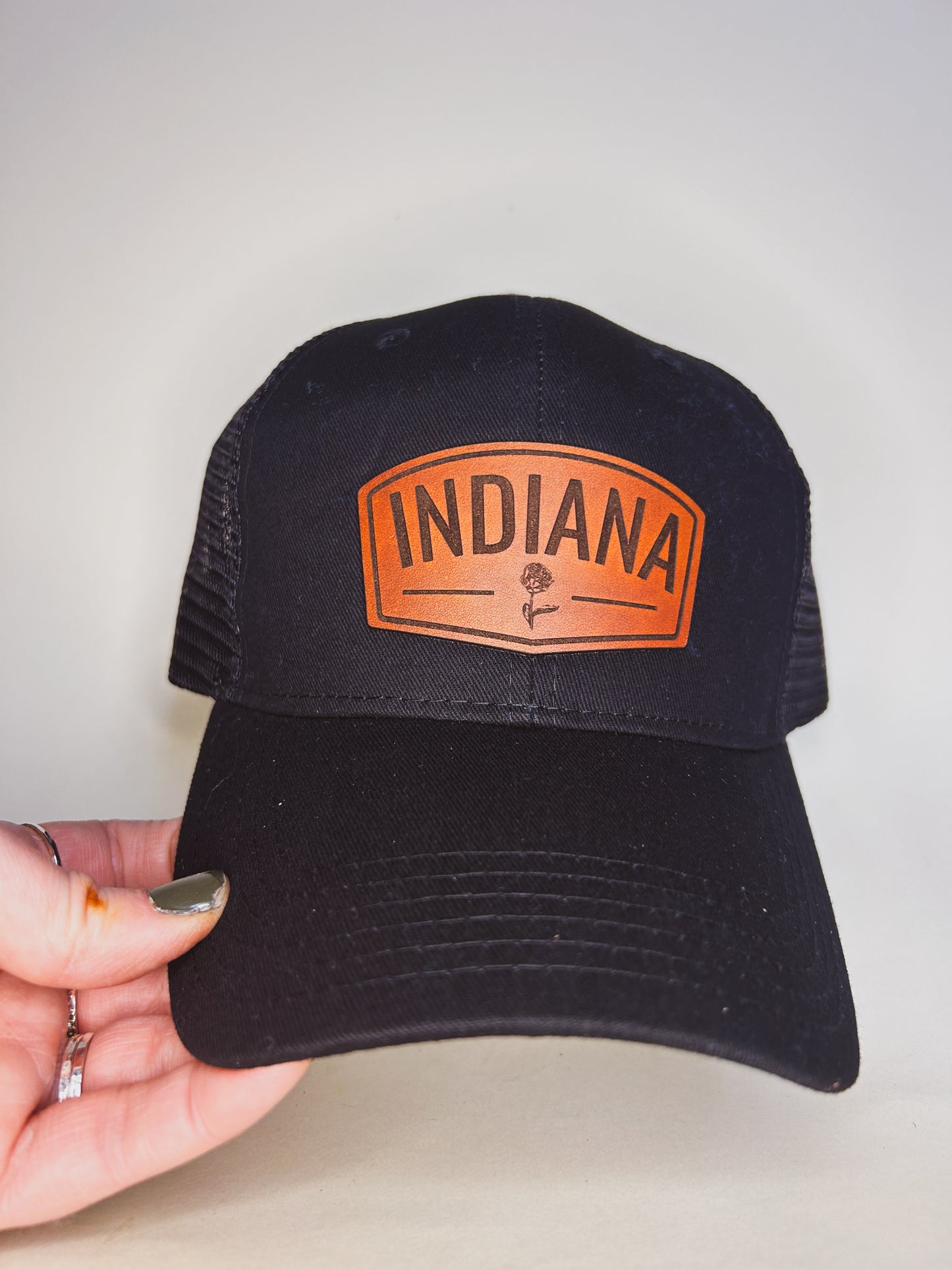 Indiana Peony Patch on Black Baseball Hat