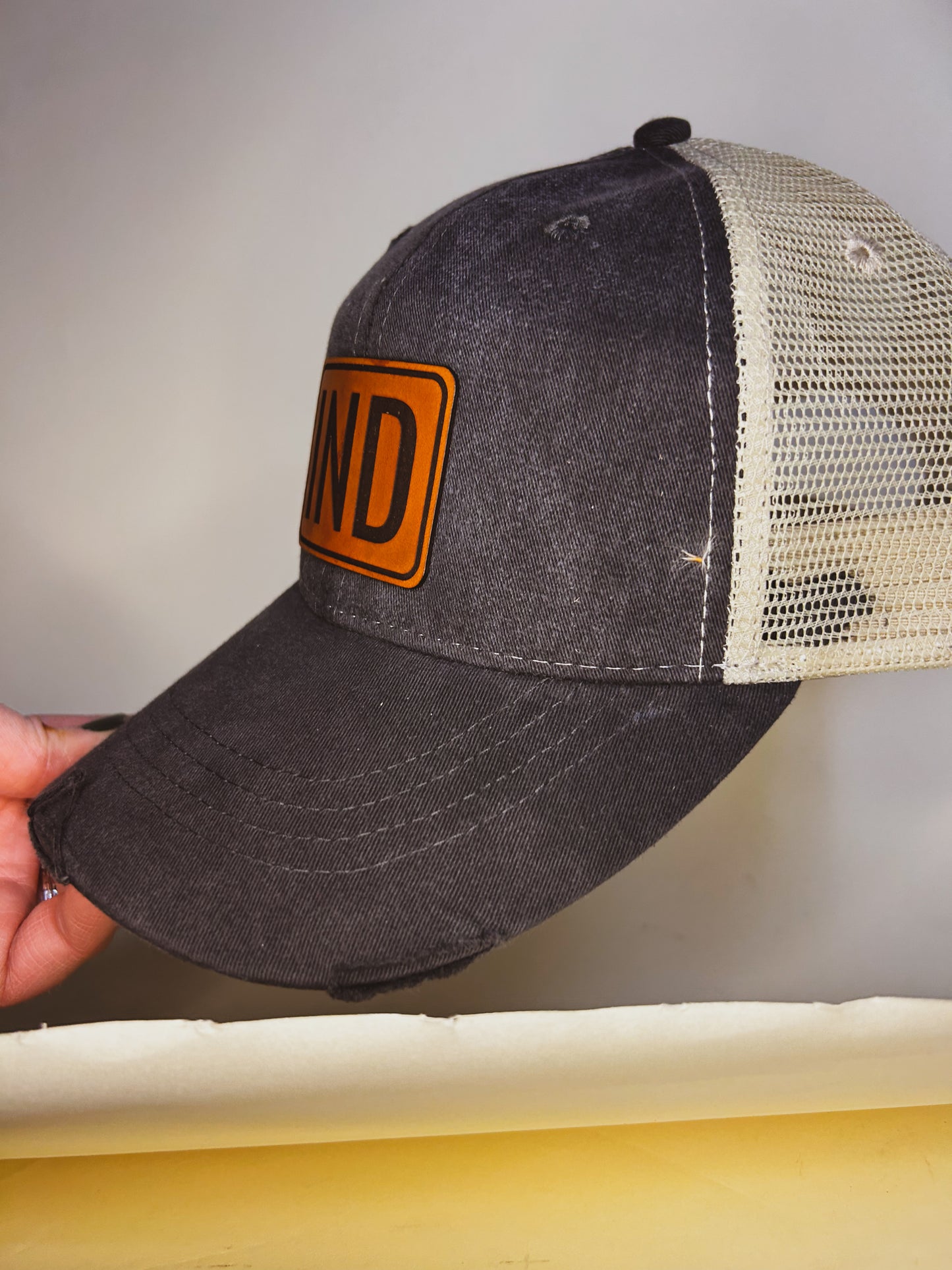 IND Patch on Distressed Charcoal Baseball Hat