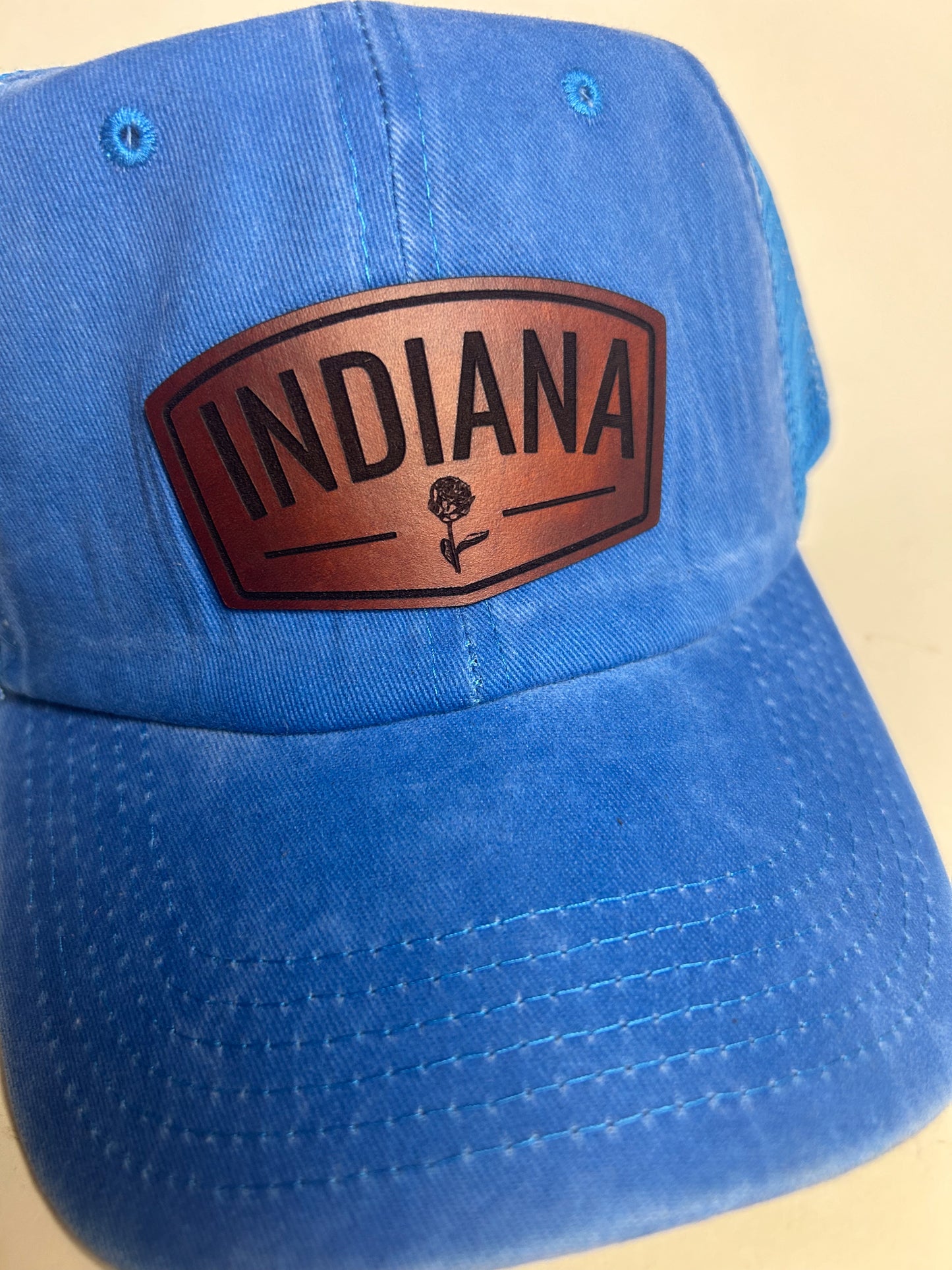 Indiana Peony Patch on Blue Baseball Hat - Clasp Back