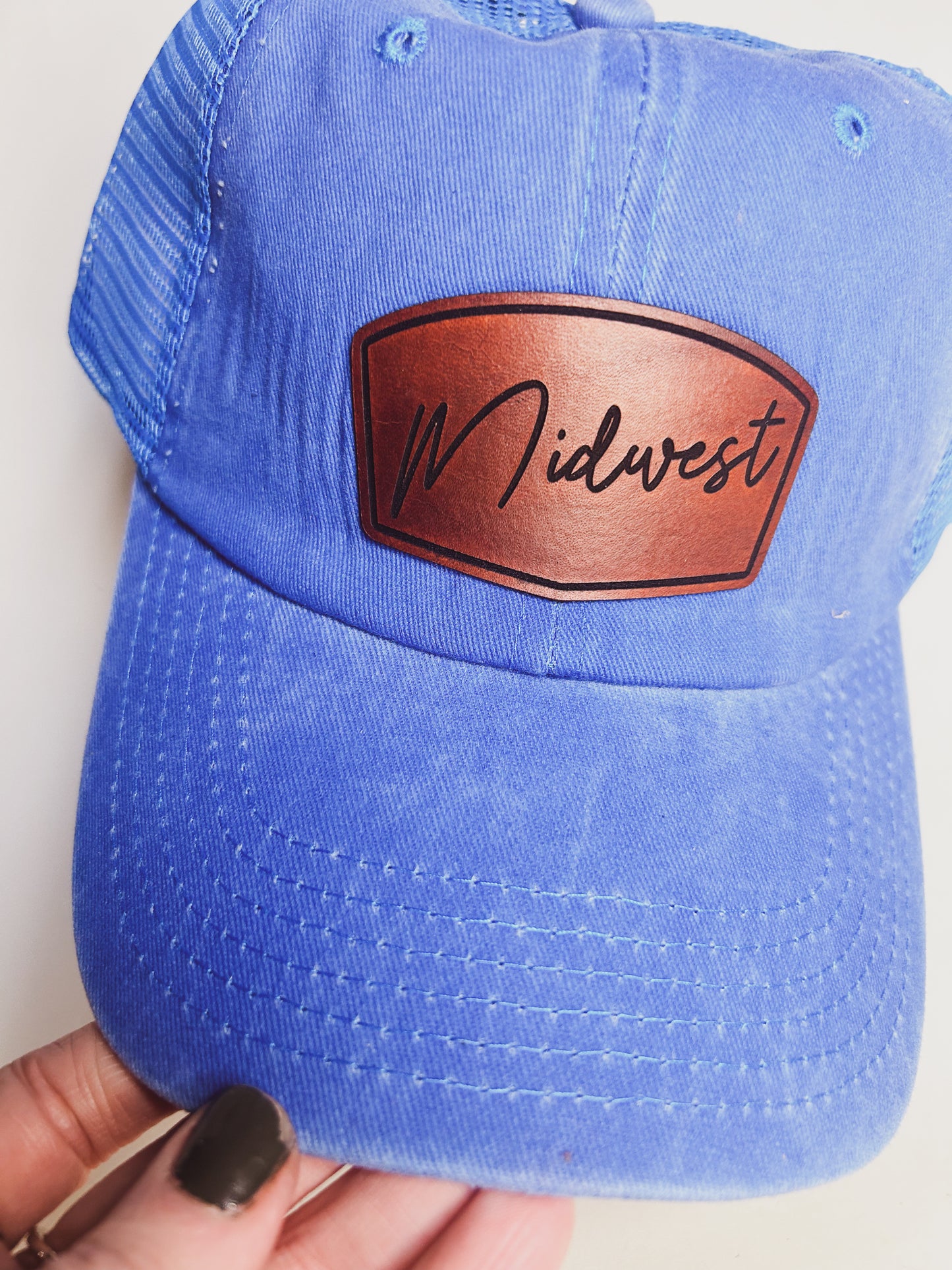 Midwest Patch on Blue Baseball Hat