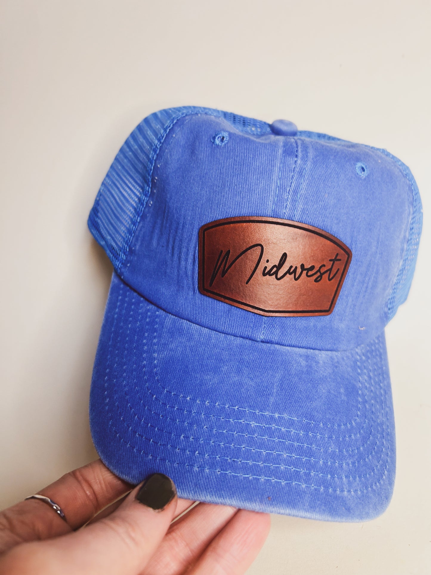 Midwest Patch on Blue Baseball Hat