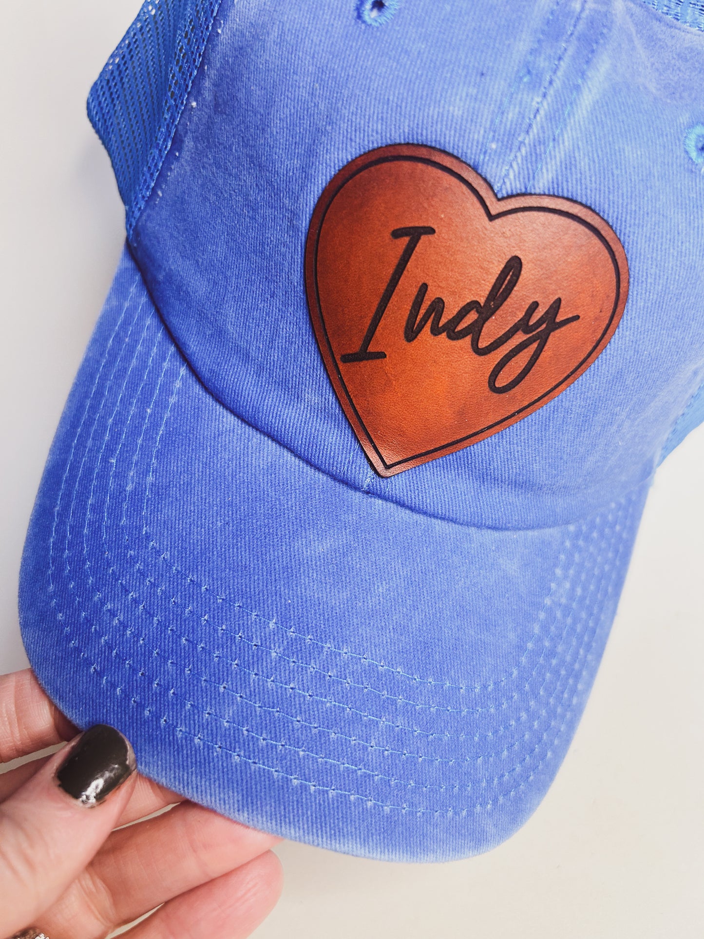 Indy Heart Patch on Blue Baseball Hat