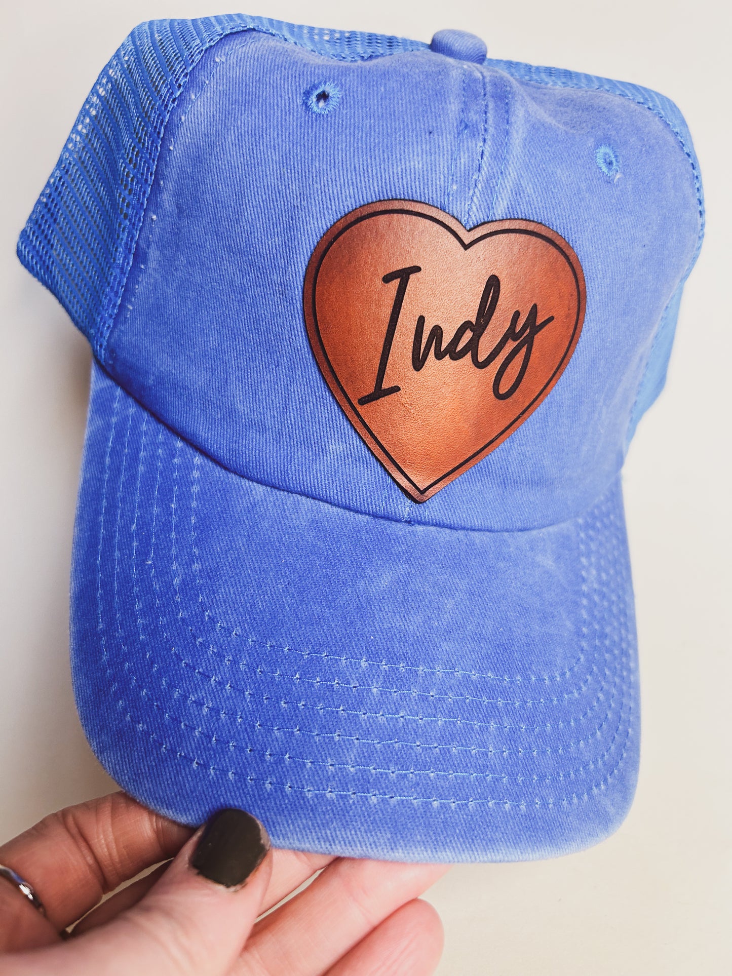Indy Heart Patch on Blue Baseball Hat
