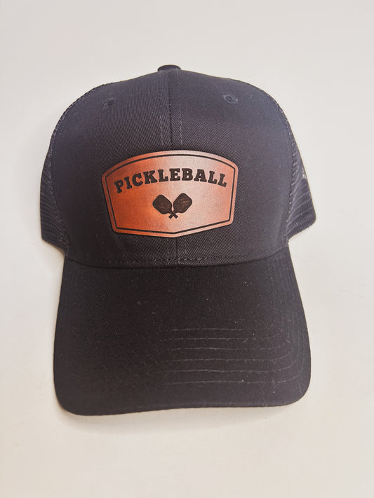 Pickleball Patch on Black Baseball Hat
