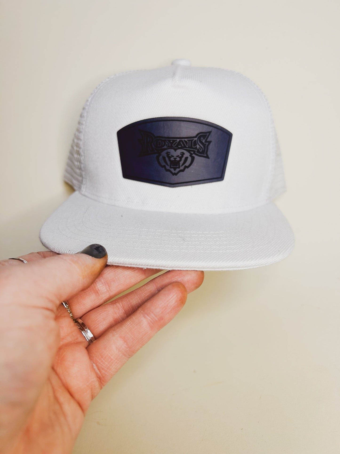 KIDS: Rectangle Royals Leather Patch Trucker Hat
