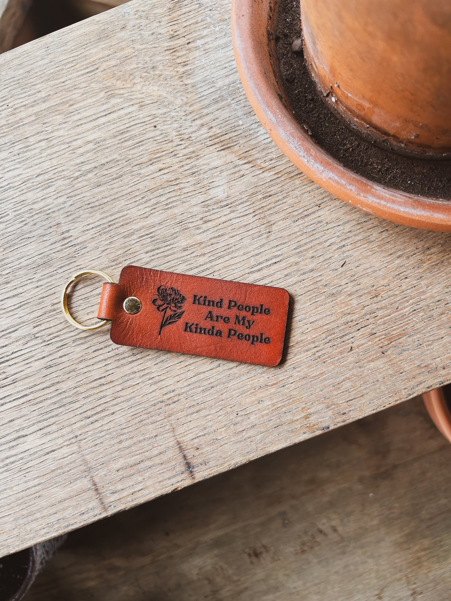 Peony Kind People Are My Kinda People Keychain