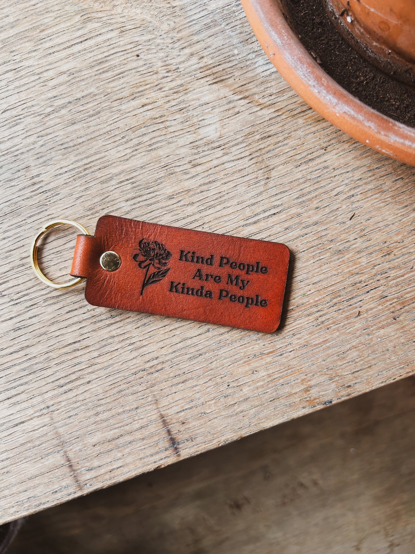 Peony Kind People Are My Kinda People Keychain