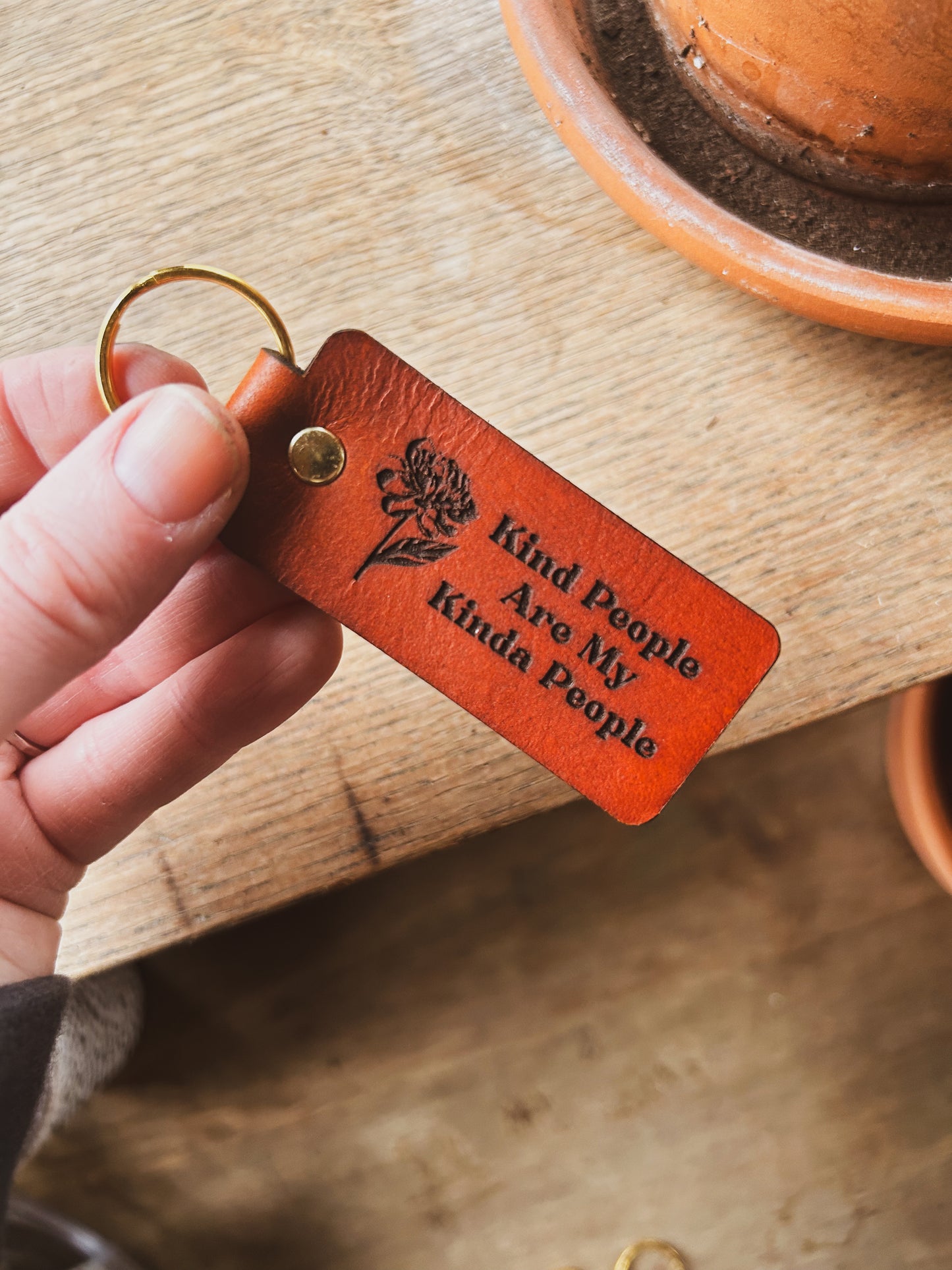 Peony Kind People Are My Kinda People Keychain