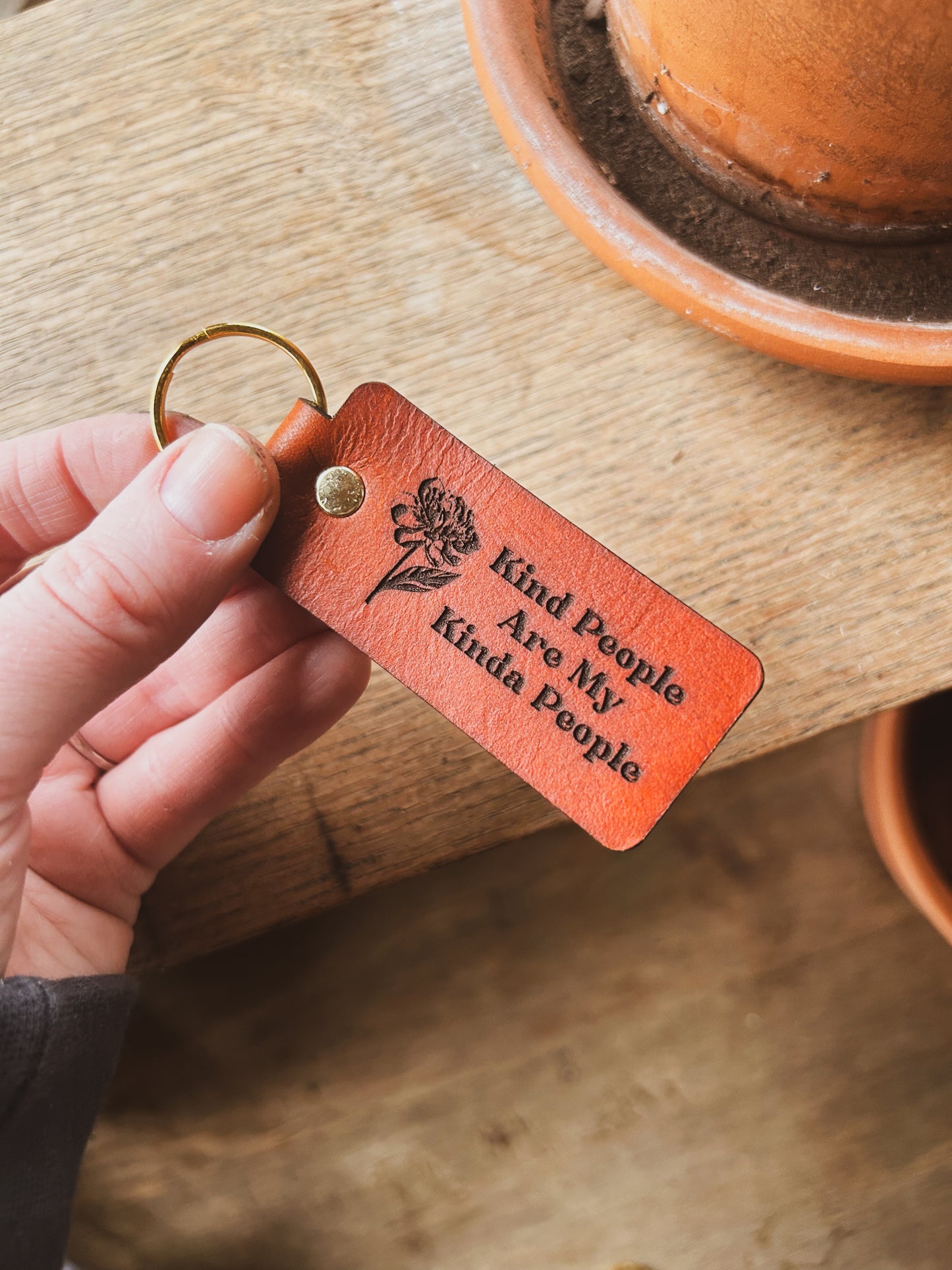 Peony Kind People Are My Kinda People Keychain