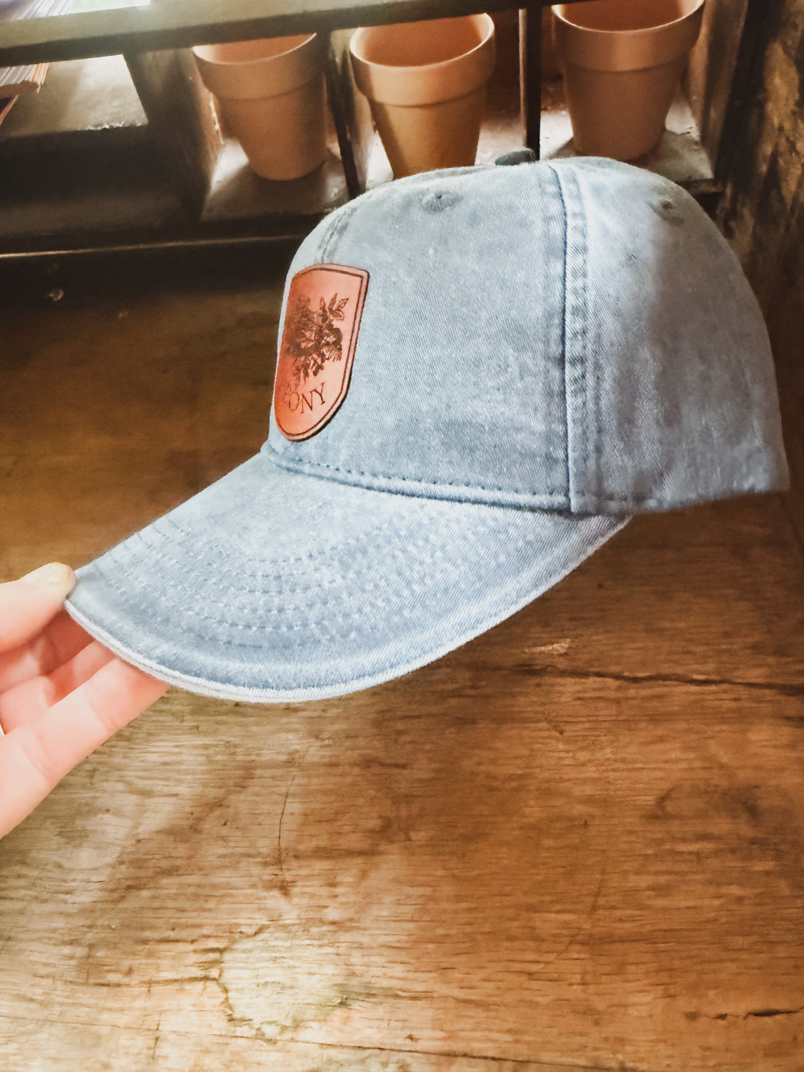Custom Logo Patch on Denim Hat