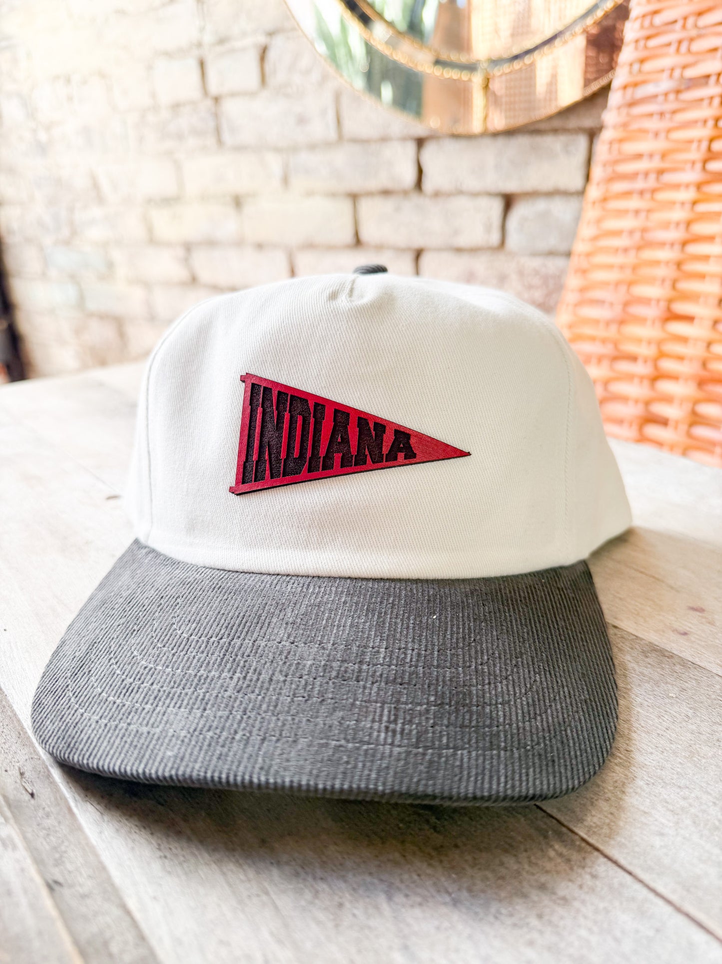 Indiana Pennant Leather Patch Hat – Red