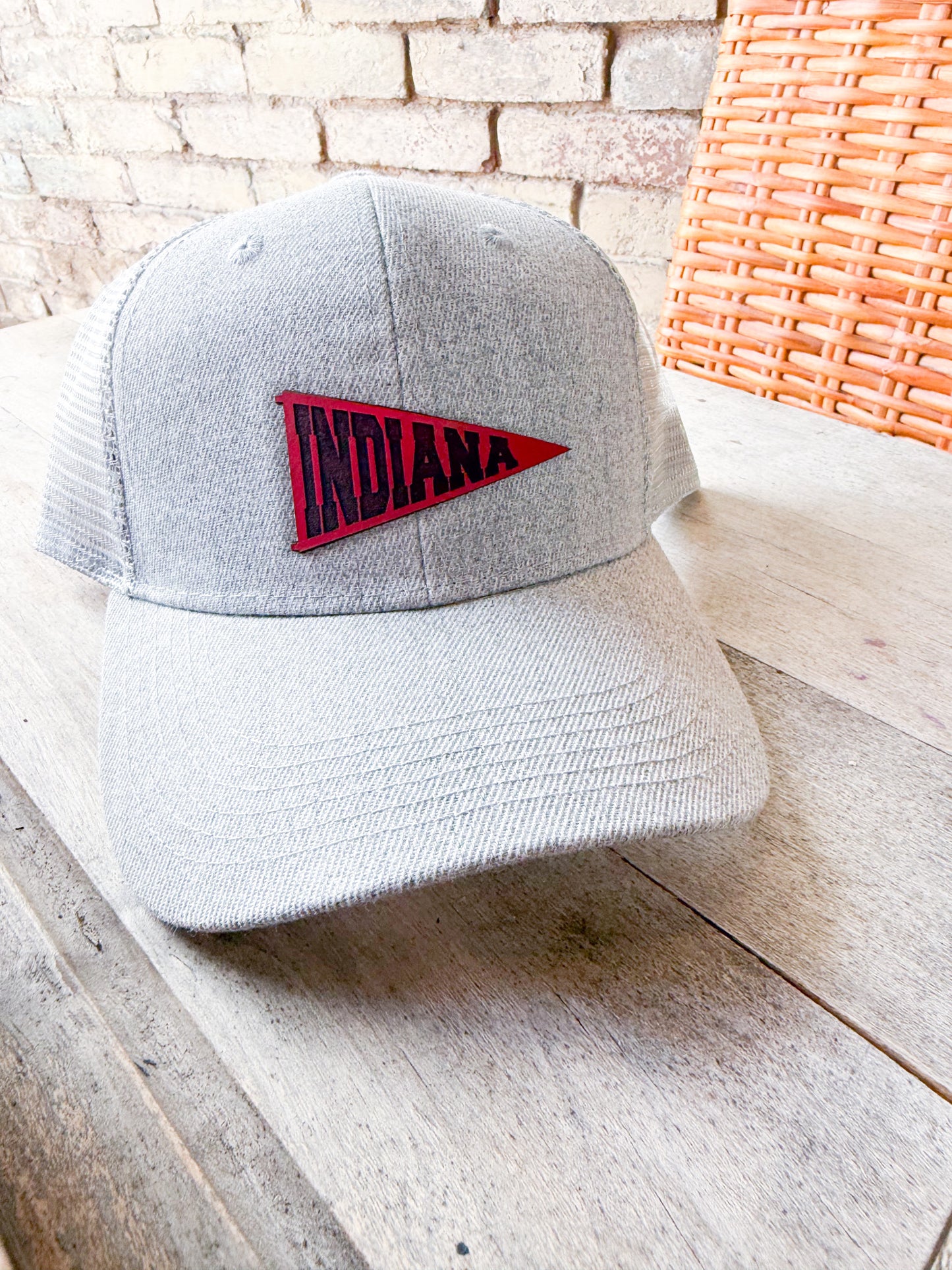Indiana Pennant Leather Patch Hat – Red
