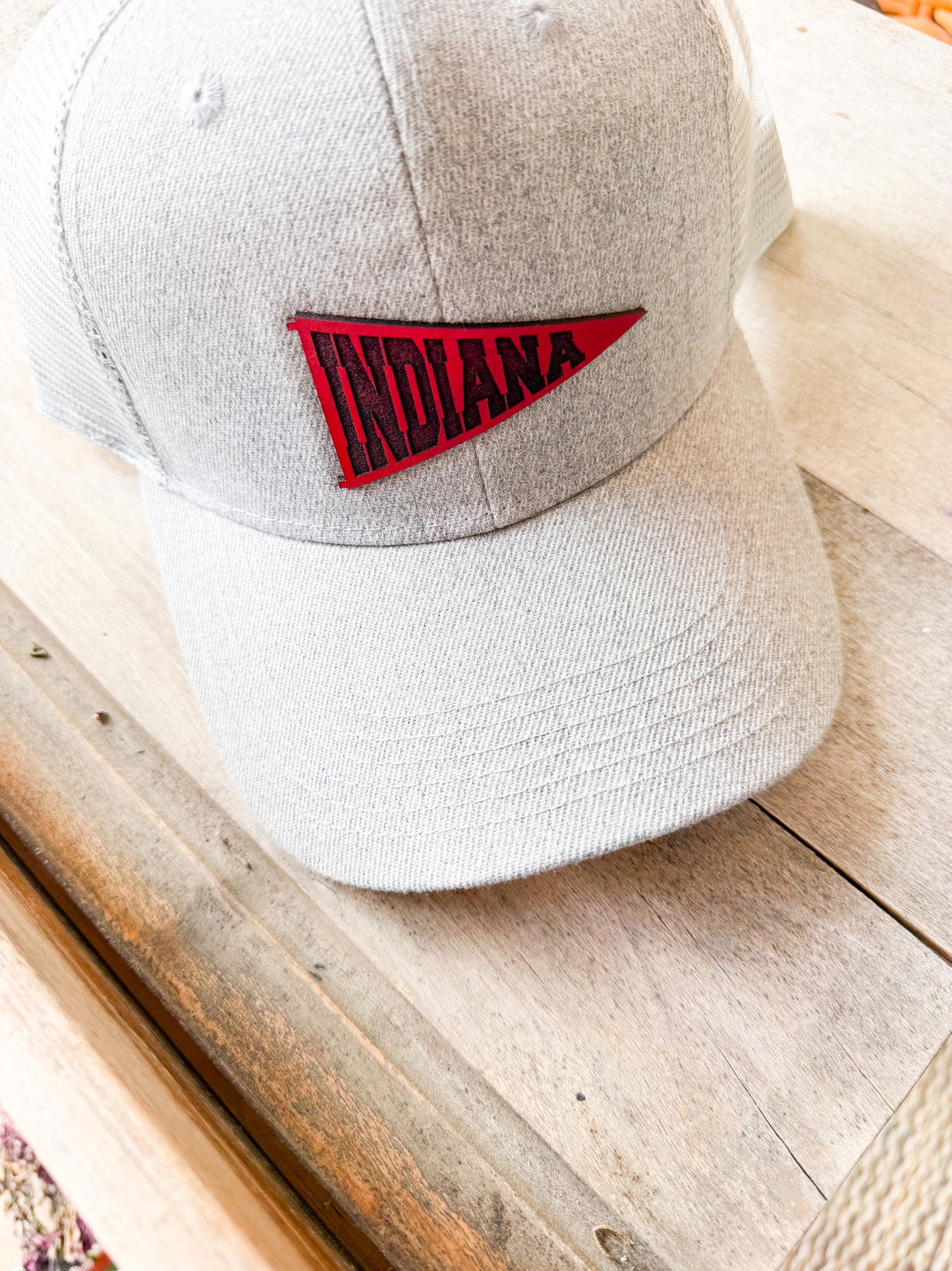 Indiana Pennant Leather Patch Hat – Red