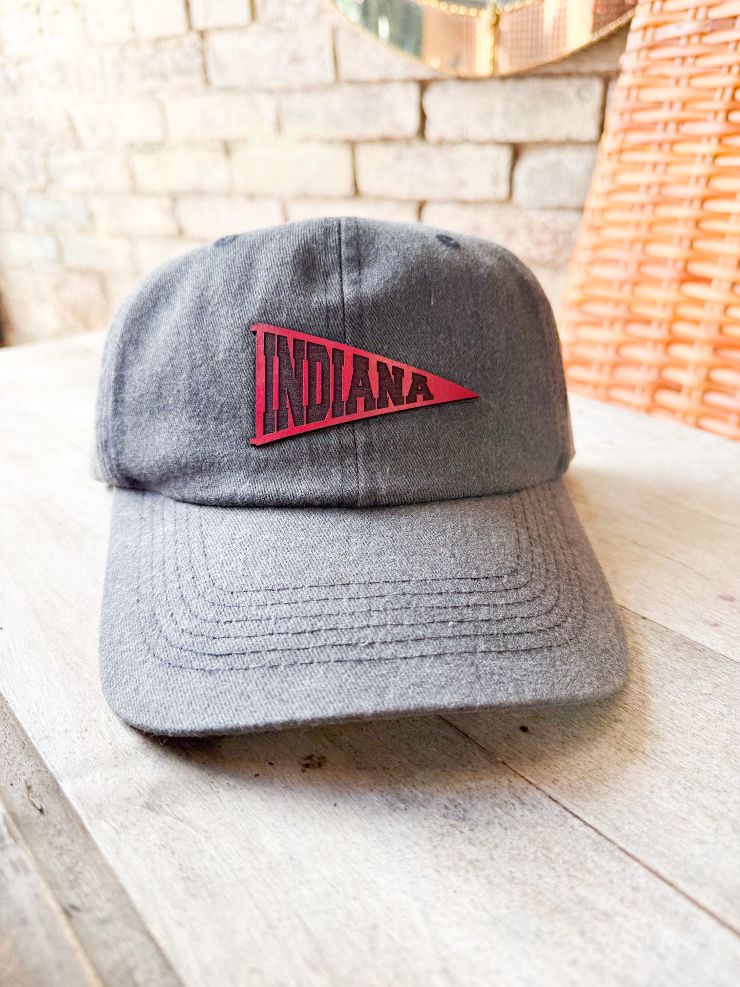 Indiana Pennant Leather Patch Hat – Red
