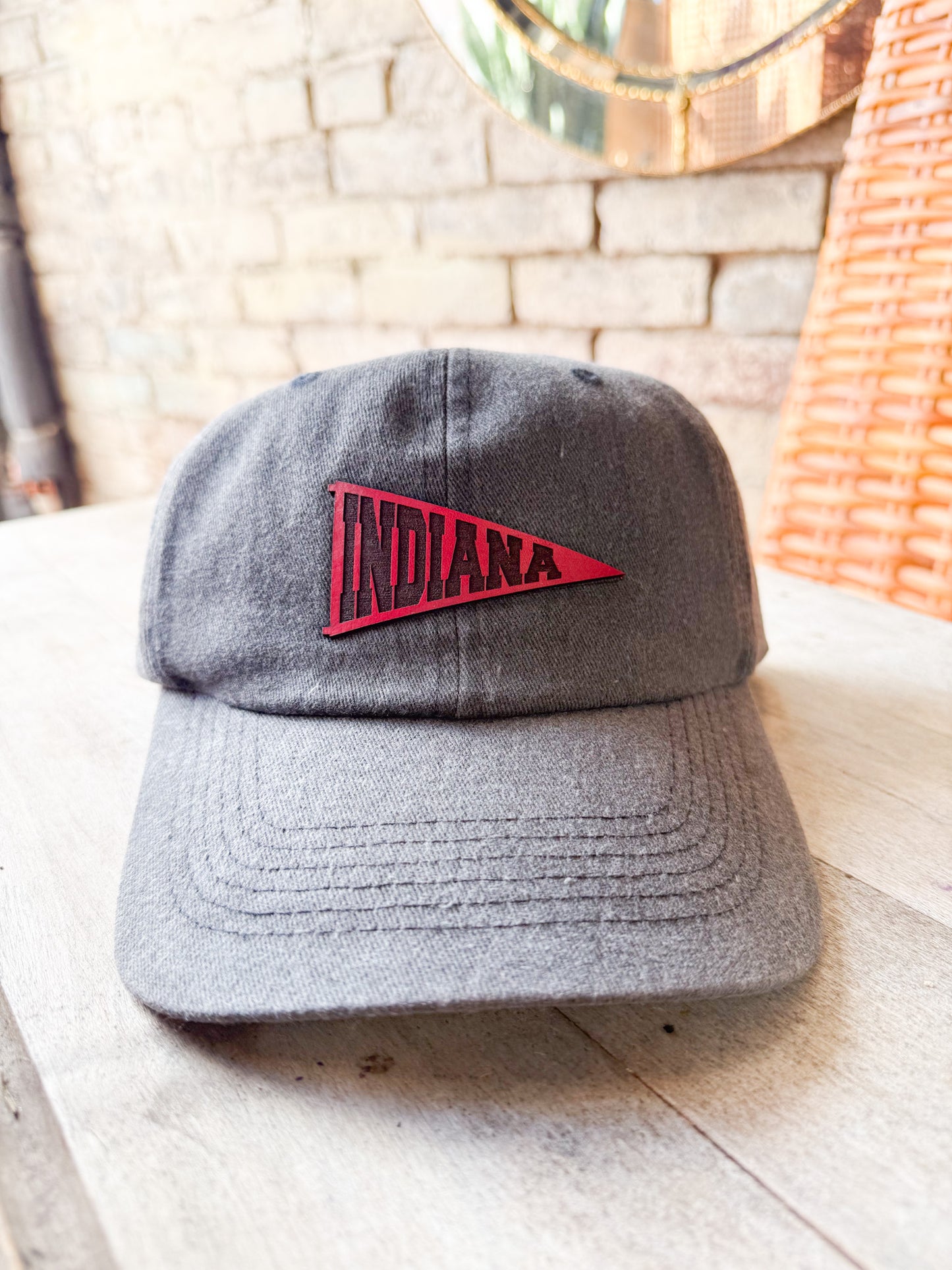 Indiana Pennant Leather Patch Hat – Red