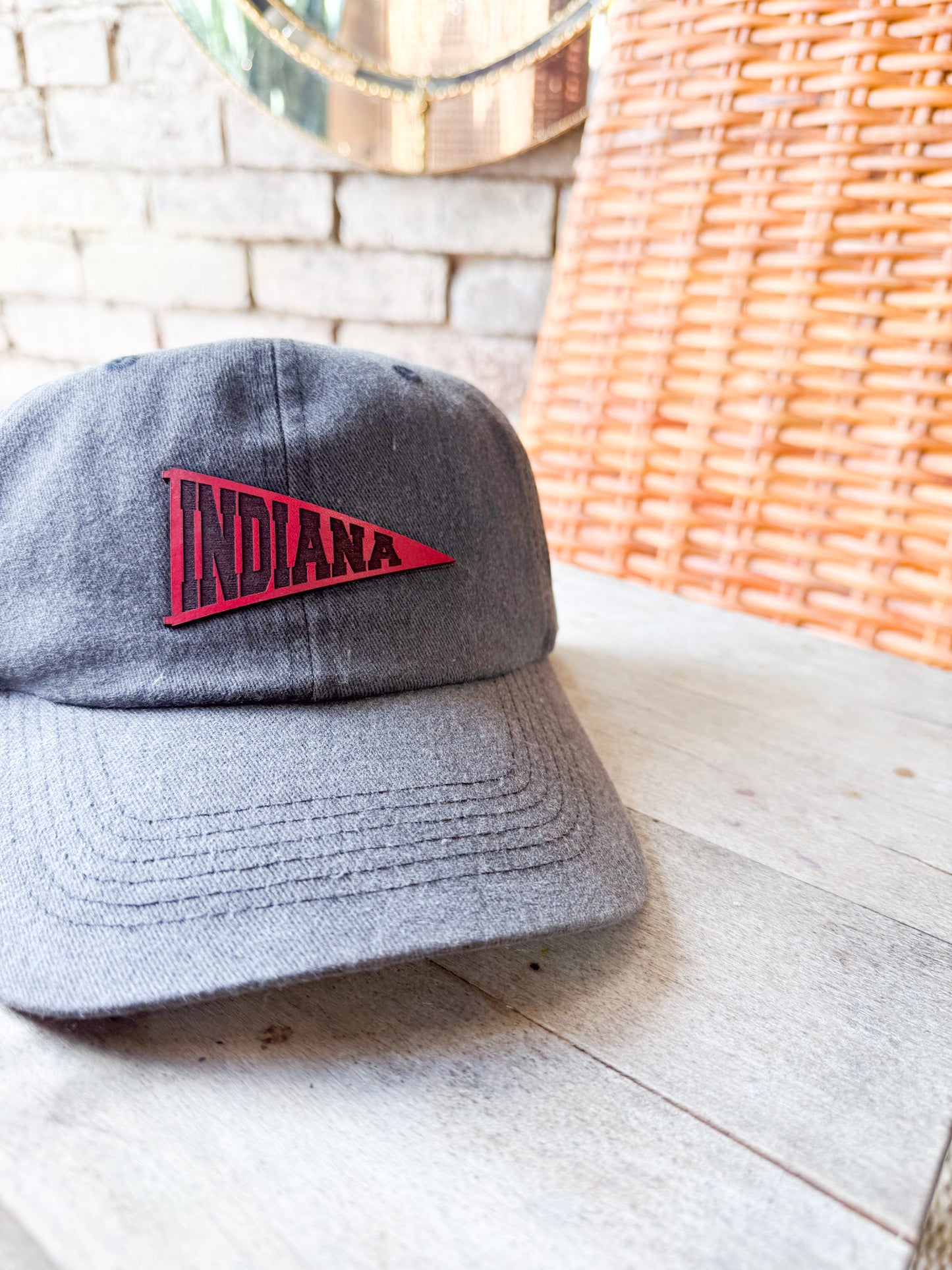 Indiana Pennant Leather Patch Hat – Red