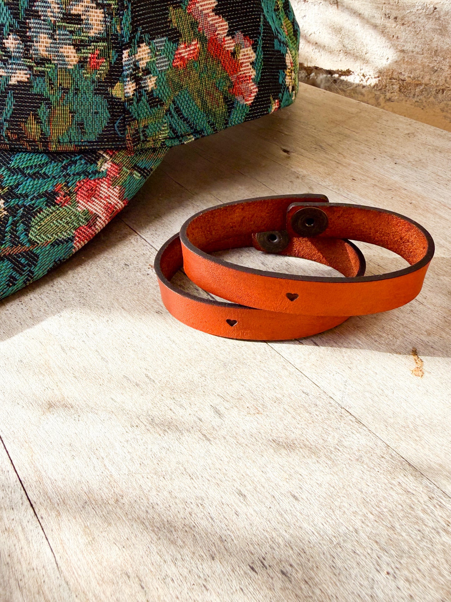 Leather Bracelet with Engraved Heart