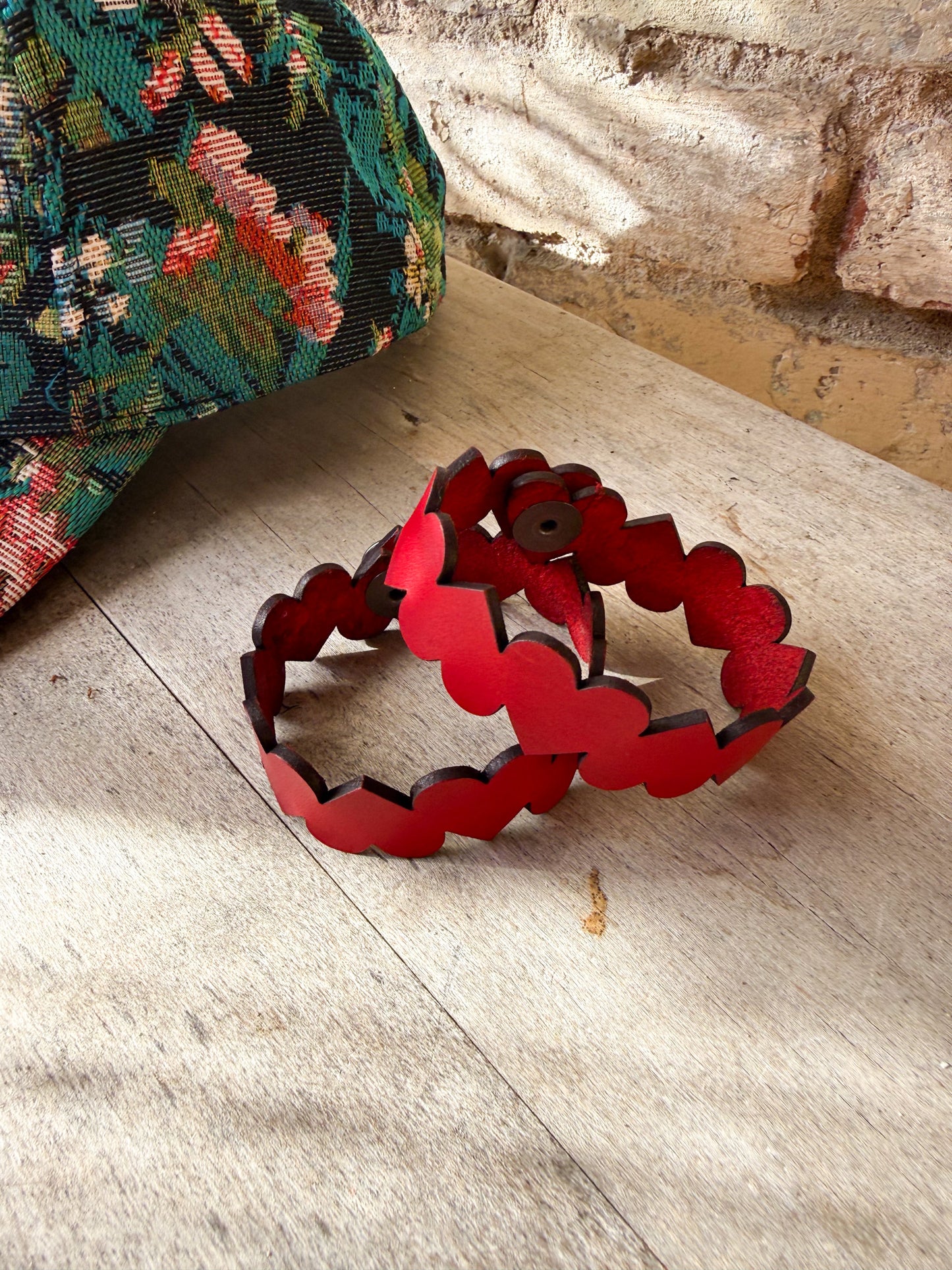 String of Hearts Leather Cuff Bracelet
