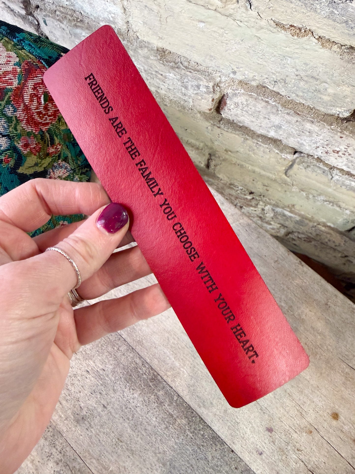 Leather Bookmark - Friendship Quote