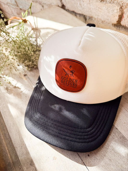Custom  Logo Leather Patch Hat - on Foam Trucker Hat