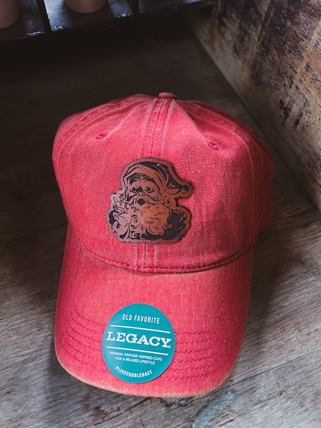 Santa Leather Patch Hat